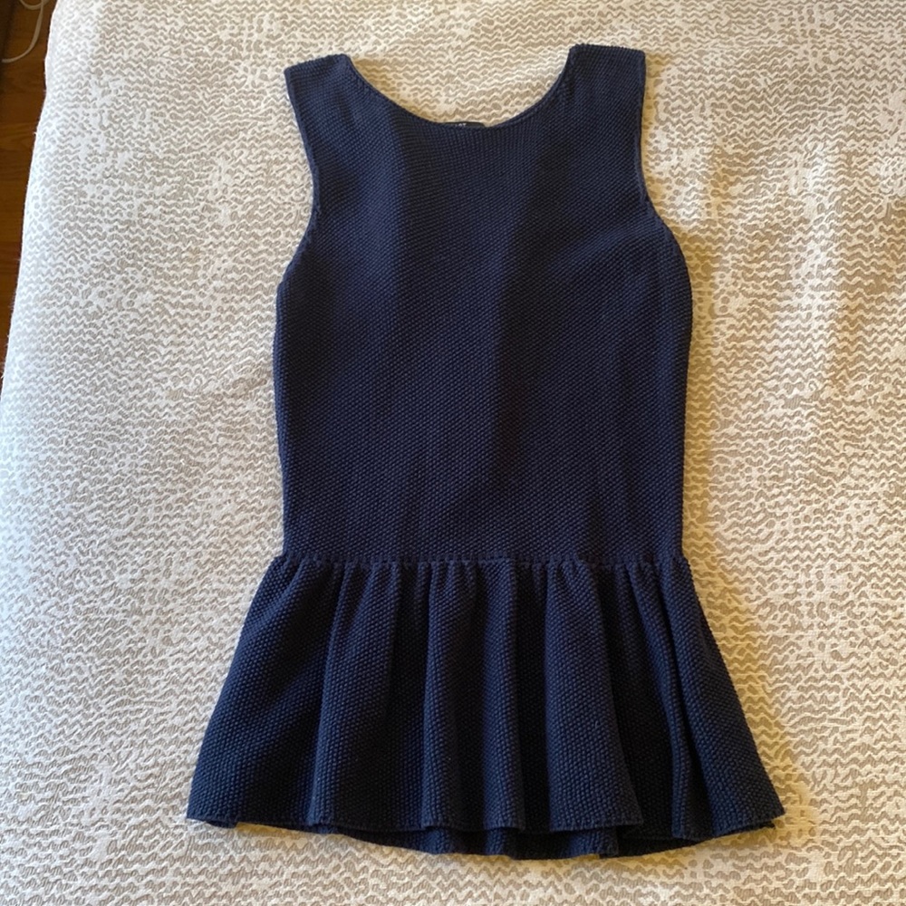 Tart-Anthropologie Navy Thick Knit Peplum Tank - size M